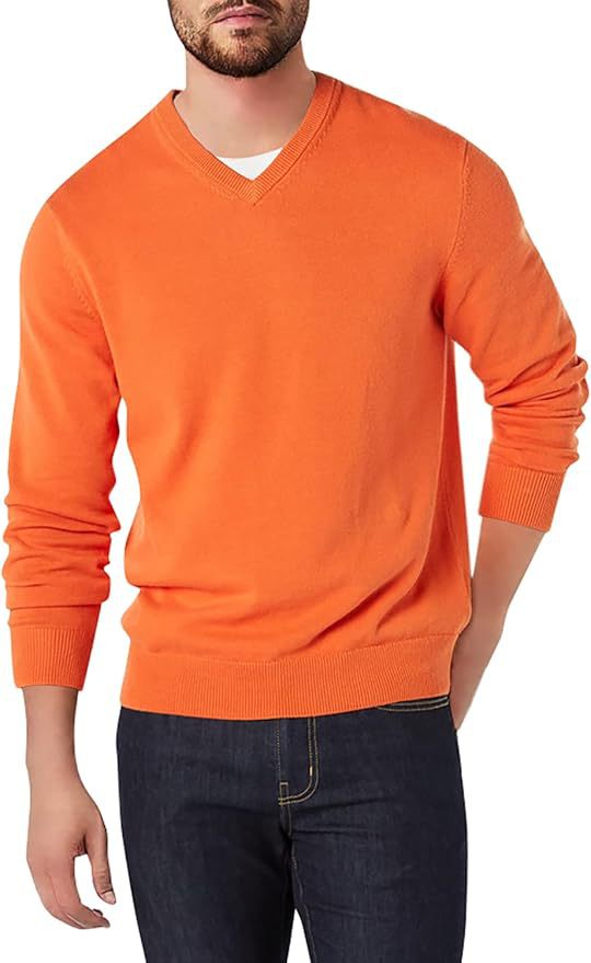 Men's Solid Color V-neck Sweater