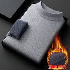 2023 Winter New Men's Half Turtleneck Plus Velvet Thickened Warm Casual Bottoming Sweater
