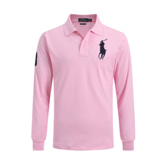 Men's lapel loose plus size cotton embroidered polos