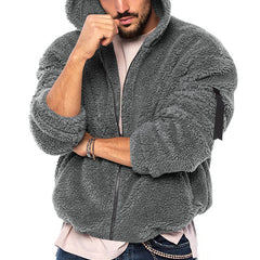 2023 Men's New Double-sided Arctic Velvet Hooded Zipper Jacket