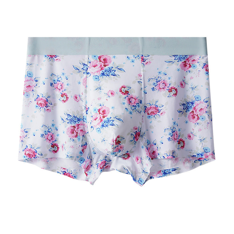 Men's Ice Silk Printed Breathable Antibacterial Boxers