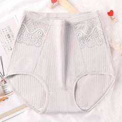 High Waist Women's  Cotton Striped Lace Panties