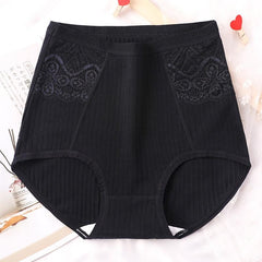 High Waist Women's  Cotton Striped Lace Panties