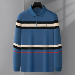 Men's Lapel Striped Polo Shirt