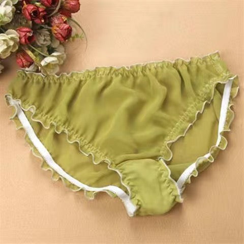 Solid Sheer Silk Ruffle Panties