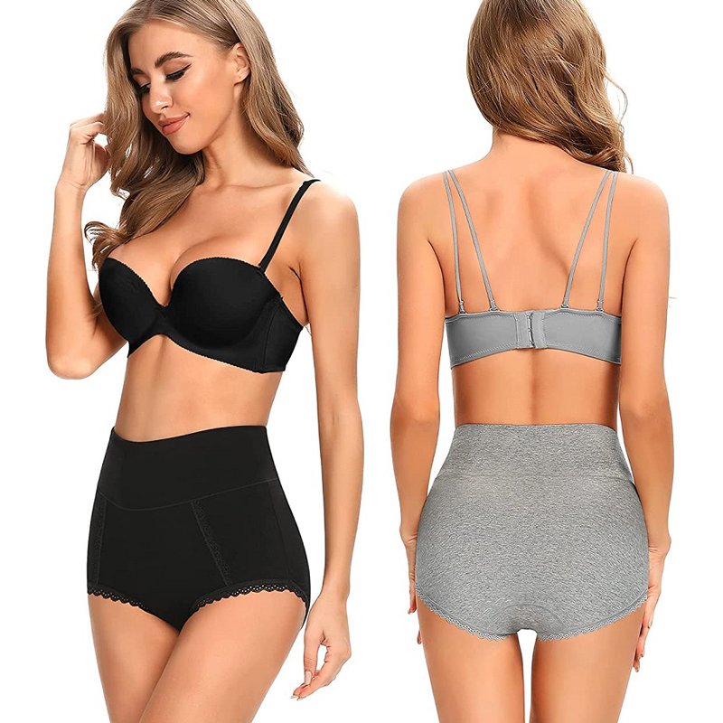 Cotton High Waisted Womens Double-Layer Waistband Soft Underwear -  