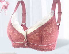 New style exquisite lace front buckle wireless plus size bra