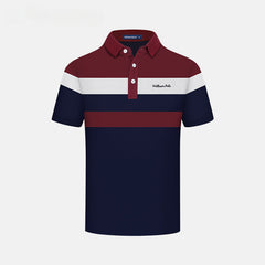 Men's Short-sleeved Casual Striped Lapel Polo Shirt