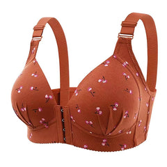 Front Button Oversized Thin Wire-Free Printed Bra