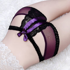 Bowknot Lace Hollow Sexy Seamless Low Waist Briefs