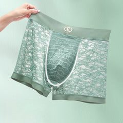 Men's Sexy Lace Seamless Breathable Antibacterial Boxer Briefs