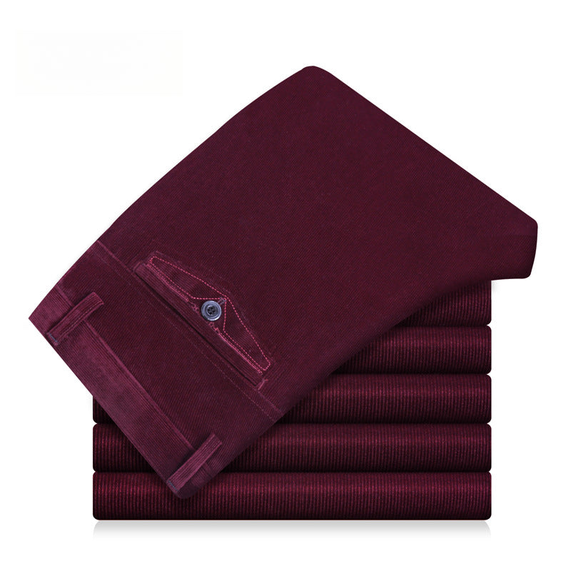 Men's High Waist Stretch Corduroy Casual Pants