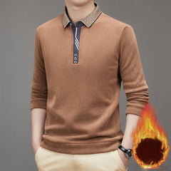 Men's 2023 Winter Velvet Thickened Business Lapel Polo Shirt