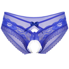 Men's see-through mesh tie-up crotchless underwear - Men's Fashion