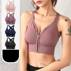 Shockproof Push Up Plus Size Running Sports Zip Front Bra
