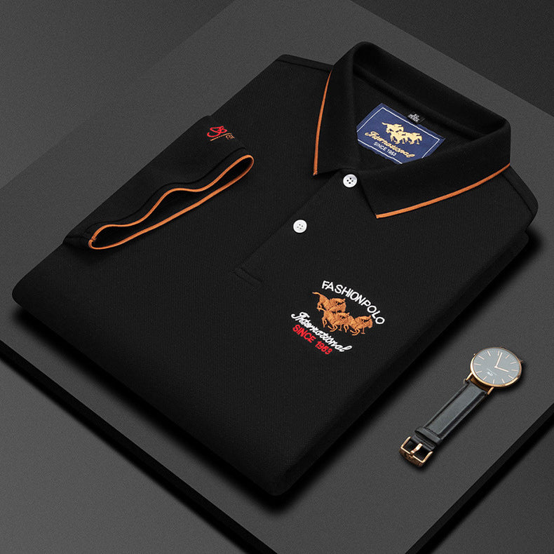 Men's New Embroidery Business Fashion Casual Short-sleeved Polo Shirt