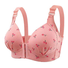Front Button Oversized Thin Wire-Free Printed Bra