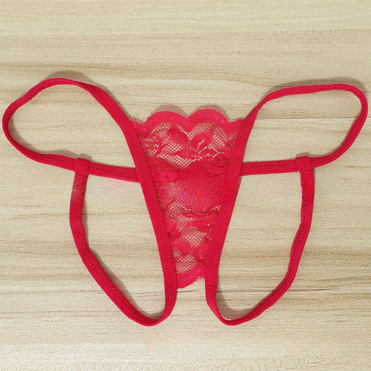 Sexy Transparent Lace Crotchless Thong