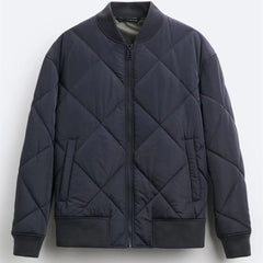 Men's Rhombus Stand Collar Cotton Jacket