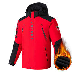 Men's Winter Large Size Velvet Thickening Color Matching Windproof and Rainproof Jacket