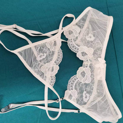 Rose Embroidered Sexy Lace Transparent Mesh Panties