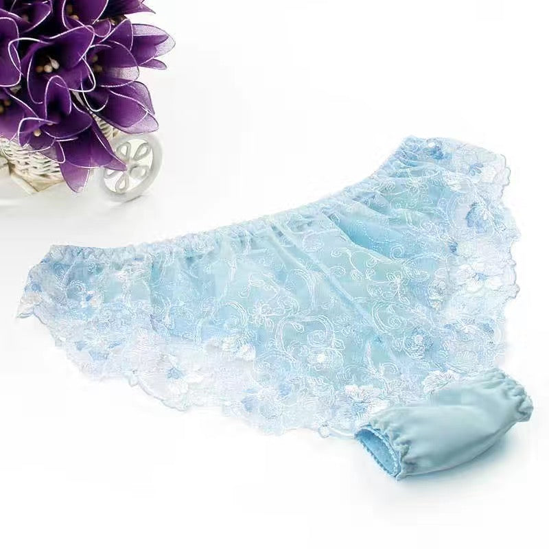 100% Mulberry Silk Lace Sheer Panties