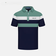 Men's Short-sleeved Casual Striped Lapel Polo Shirt