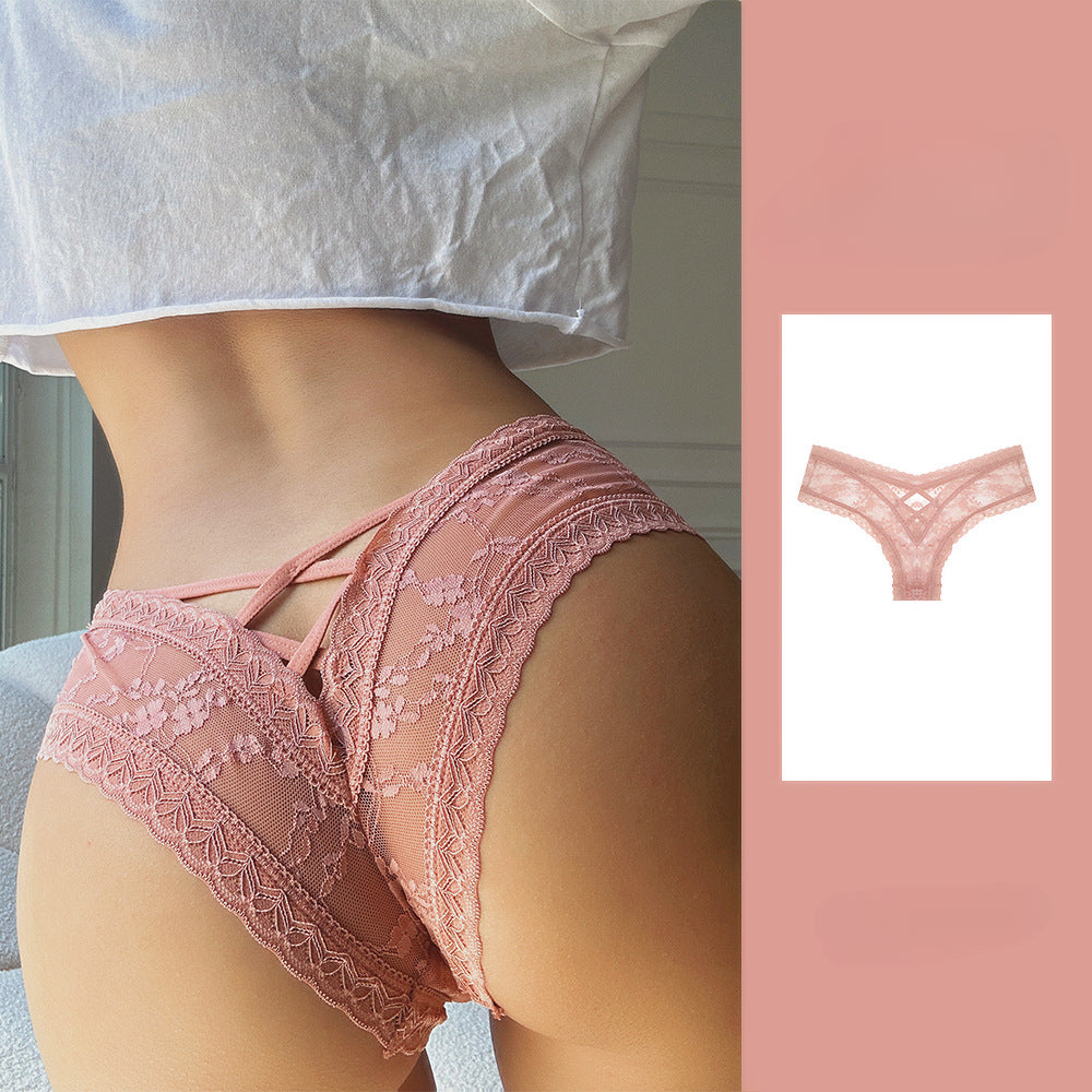 Sexy Lace Cross Hollow Breathable Briefs