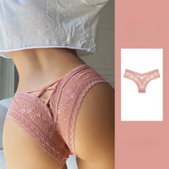 Sexy Lace Cross Hollow Breathable Briefs