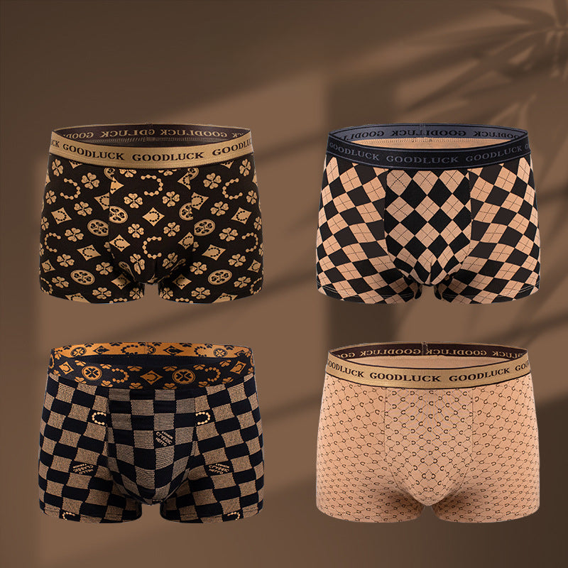 Men's Cotton Comfortable Hip-Lifting Printed Breathable Boxer Briefs