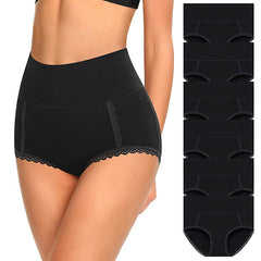 Cotton High Waisted Womens Double-Layer Waistband Soft Underwear -  