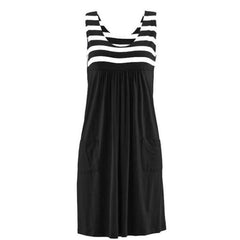 Striped Large Size Loose Sleeveless Dress