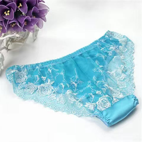 100% Mulberry Silk Lace Sheer Panties