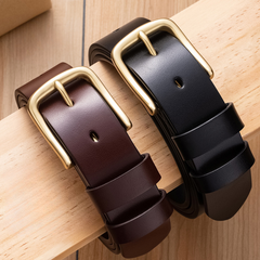 Men's Cowhide Copper Buckle Casual Belt