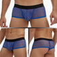 Men's Large Size See-Through Mesh Low Rise Wide-Side Boxer Briefs