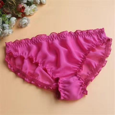 Solid Sheer Silk Ruffle Panties