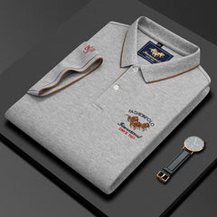 Men's New Embroidery Business Fashion Casual Short-sleeved Polo Shirt