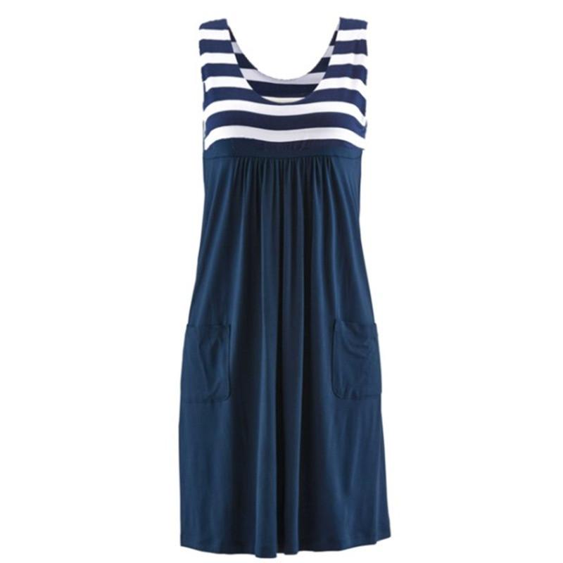 Striped Large Size Loose Sleeveless Dress
