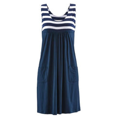 Striped Large Size Loose Sleeveless Dress