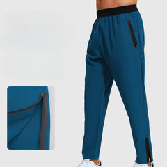 Men's Running Sports Pants Loose Quick Dry Woven Fitness Pants Zipper Cuff Pants Elastic Casual Pants