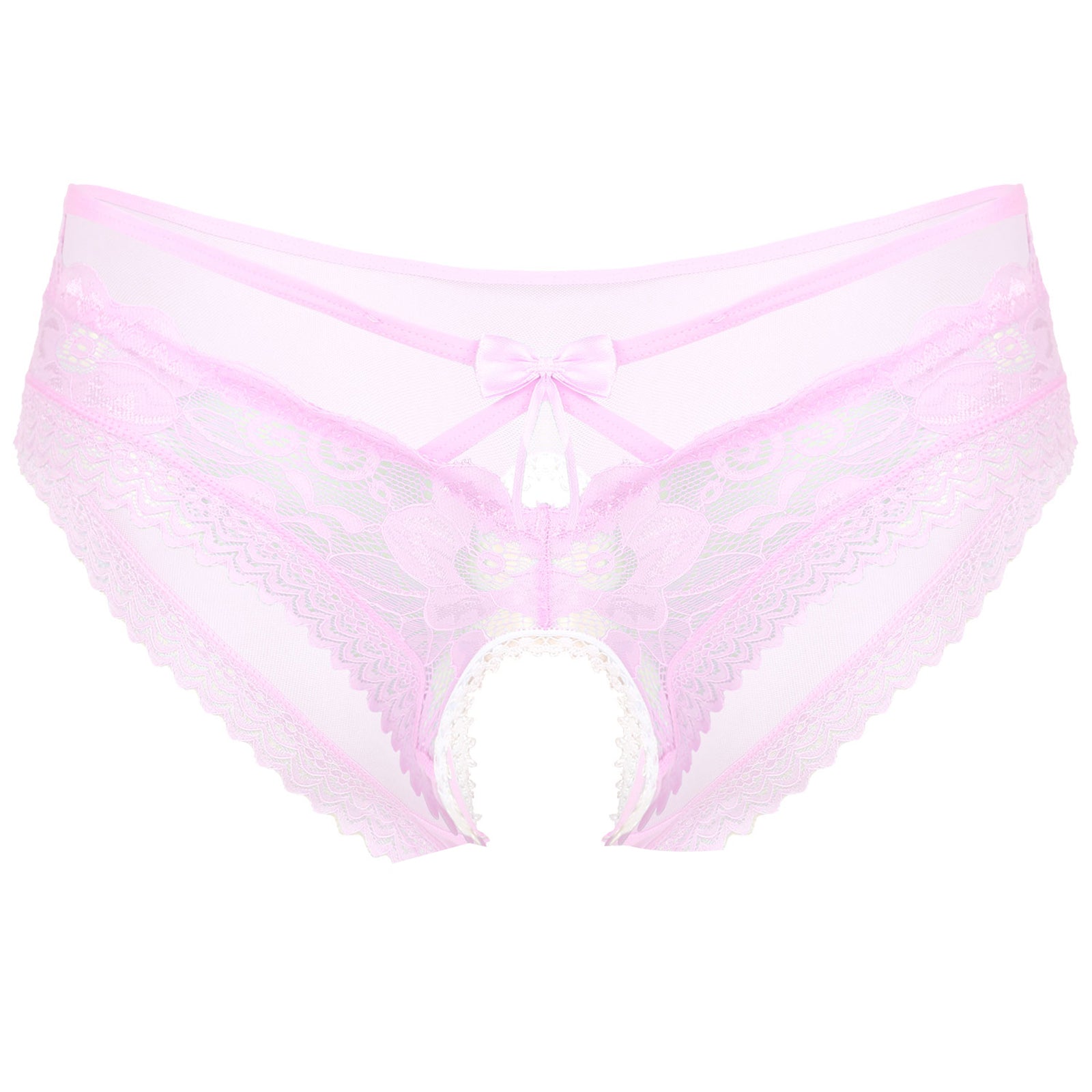 Men's see-through mesh tie-up crotchless underwear - Men's Fashion