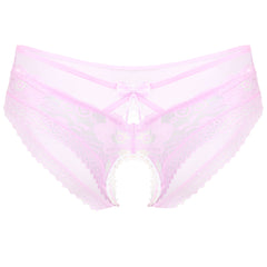 Men's see-through mesh tie-up crotchless underwear - Men's Fashion