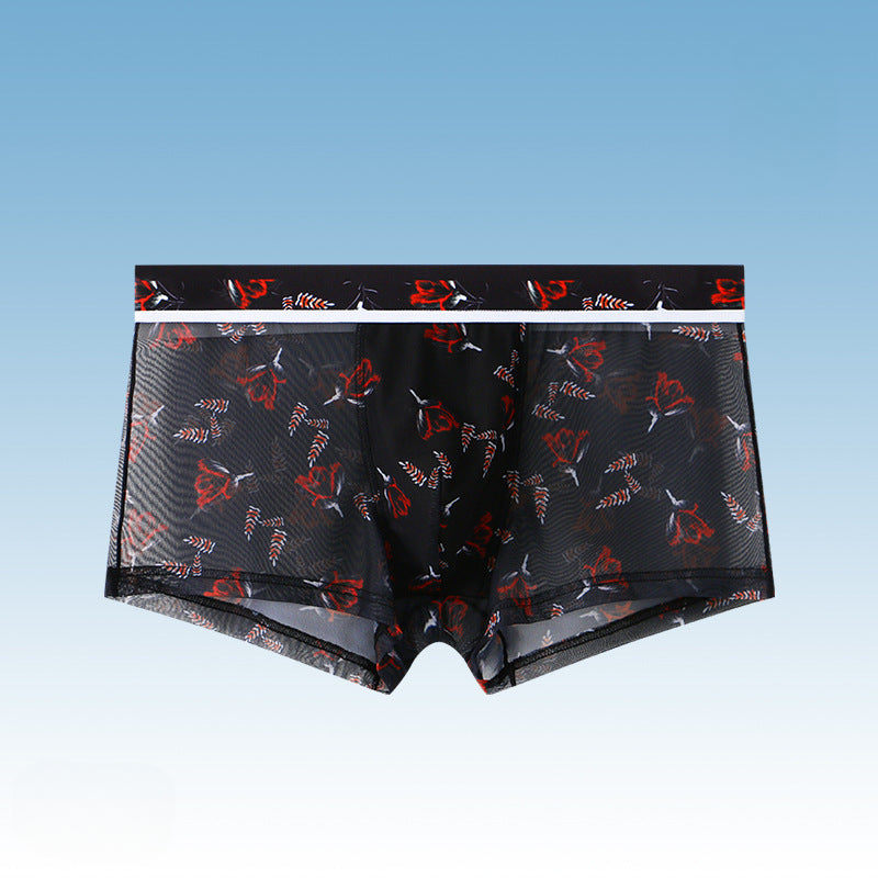 Men's Ultra-Thin Printed Ice Silk Mesh Boxer Briefs