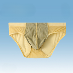 Men's Low Waist Ice Silk Lace Sexy Transparent Graphene Briefs