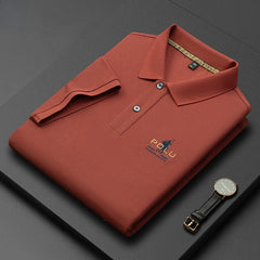 Men's 100% Cotton Lapel Solid Color Polo Shirt