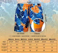 Men's Blue Jungle Compression Lined Swim Trunks