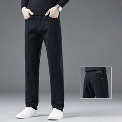 2024 Men's Winter New Pure Cotton High-end Straight Elastic Casual Jeans