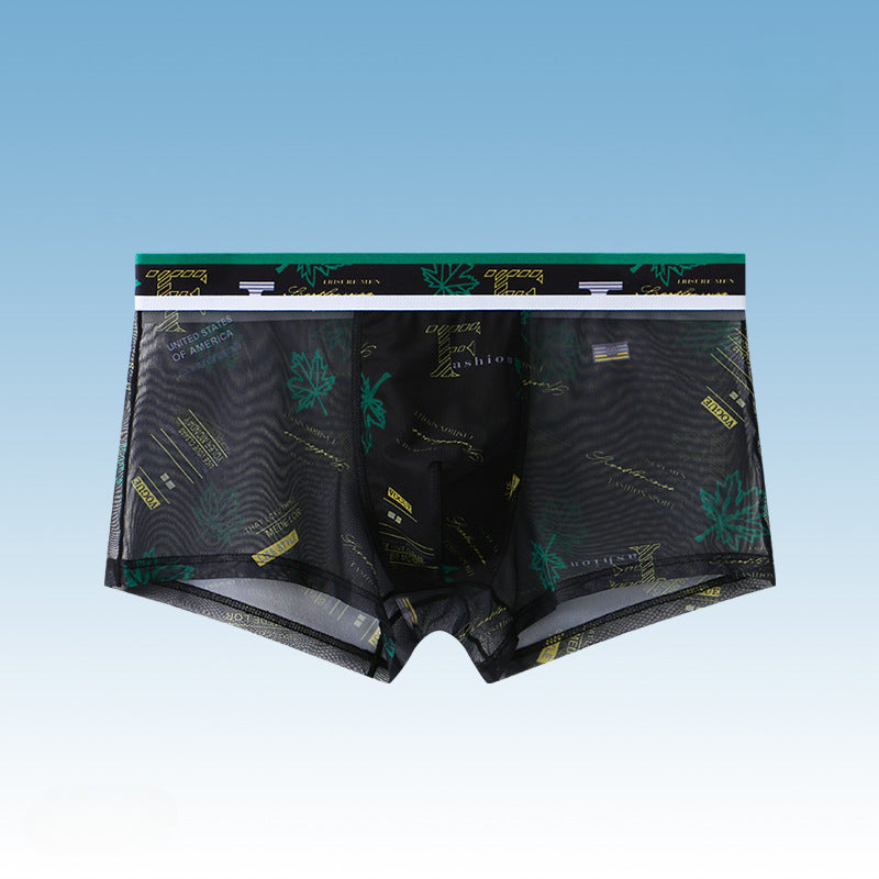 Men's Ultra-Thin Printed Ice Silk Mesh Boxer Briefs