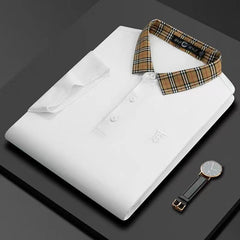 Pure cotton casual solid color lapel polos
