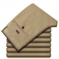 Straight loose-fitting solid color slightly stretch casual pants